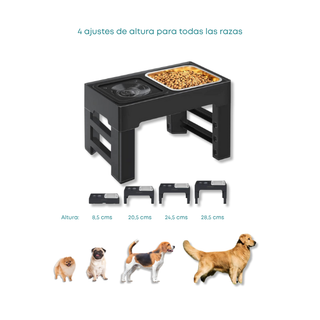 Alzador de platos para perros con altura ajustable