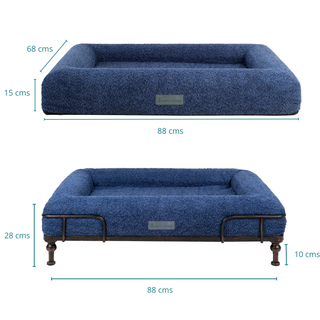 Cama Ortopédica Memory Foam Azul con Base Velvet - Open Box
